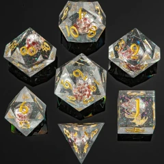 Metal Ghost Skulls - Red Sharp Edged Resin Dice Set